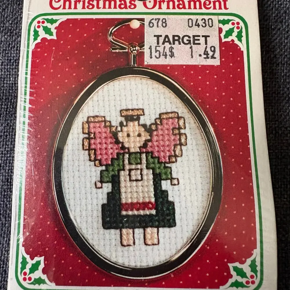 Country Angel Christmas Ornament Vintage Counted Cross Stitch Kit by New Berlin